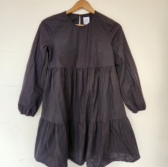 Gap Black Tiered Maternity Cotton Dress XS - Picture 2 of 5